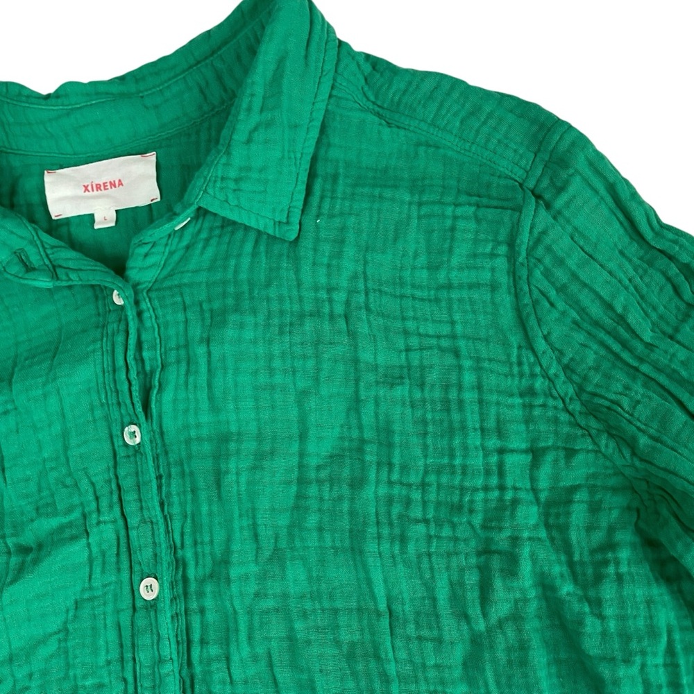 XiRENA Chelsea Gauze Scout Button Down Shirt Apple Green Large - Picture 7 of 14
